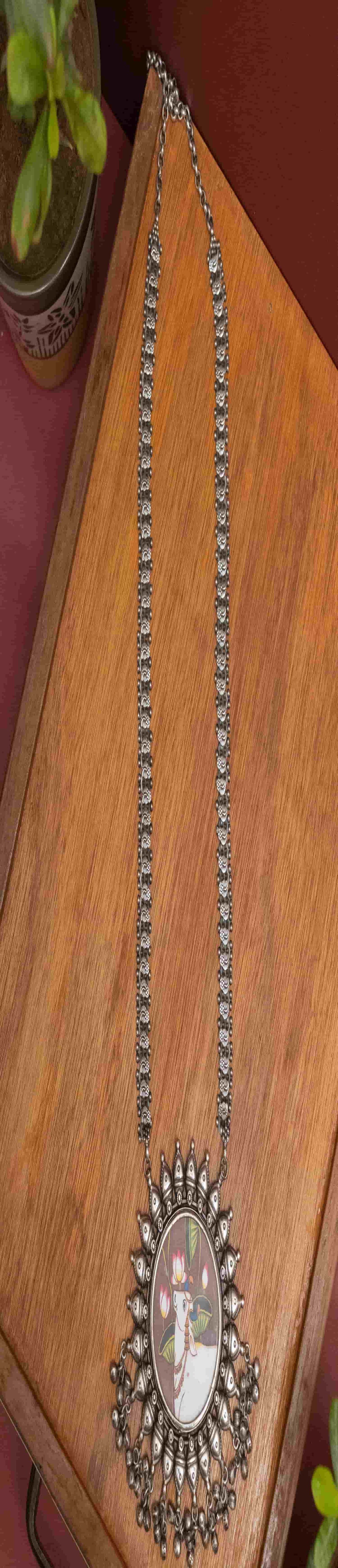 Silver Look-Alike Chain Pendant with Bells