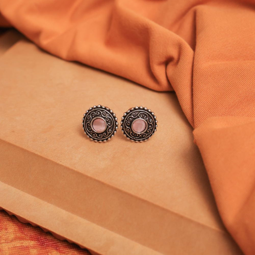 Oxodise Earrings with Filigree Spirals & Multicolor Cabochons (Pack Of 12)