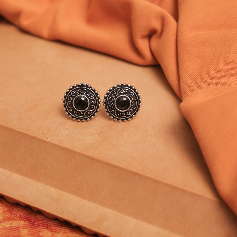 Oxodise Earrings with Filigree Spirals & Multicolor Cabochons (Pack Of 12)