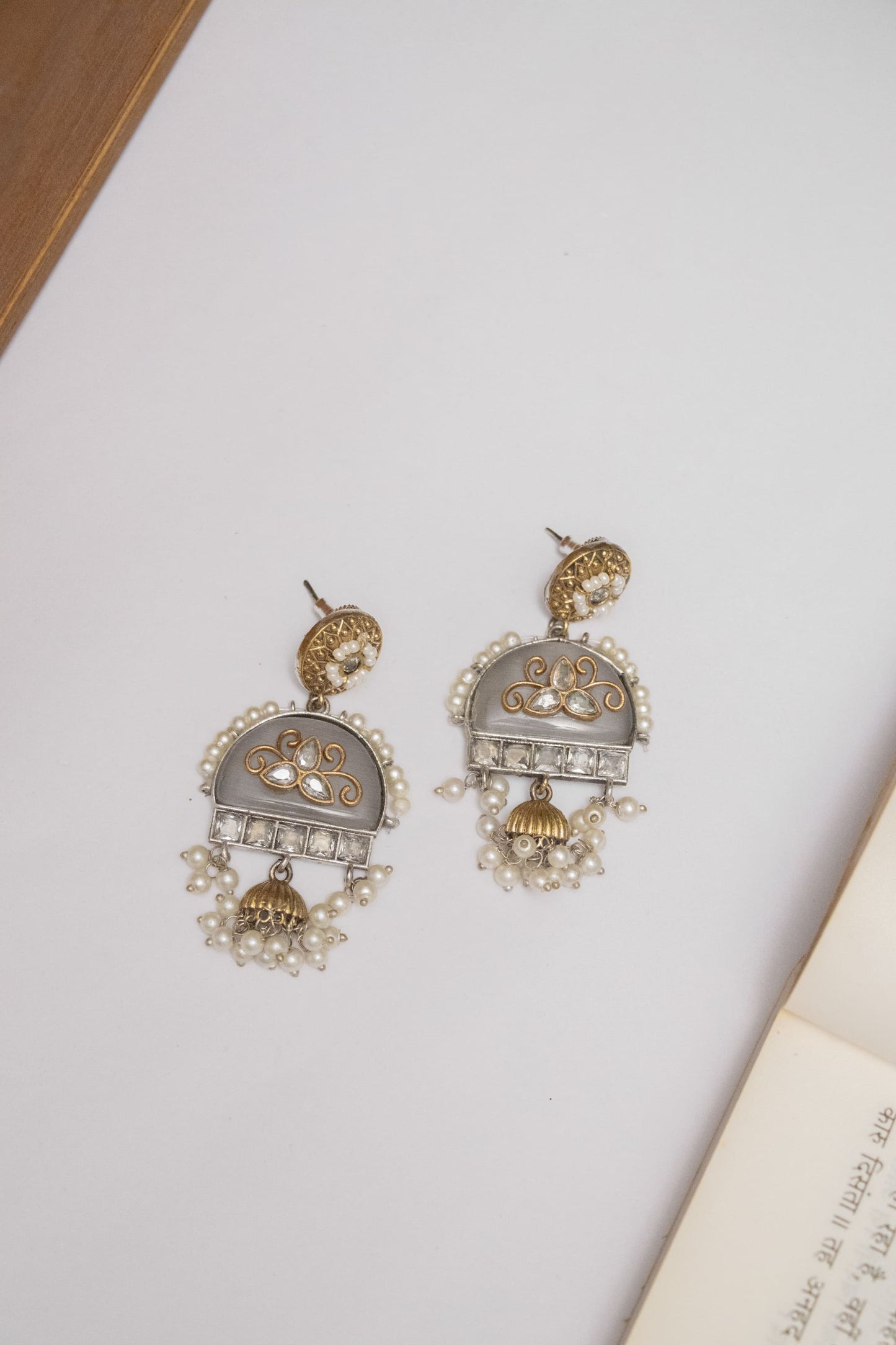 Silver Look-Alike Chain Pendant with Semi-Circle Charm