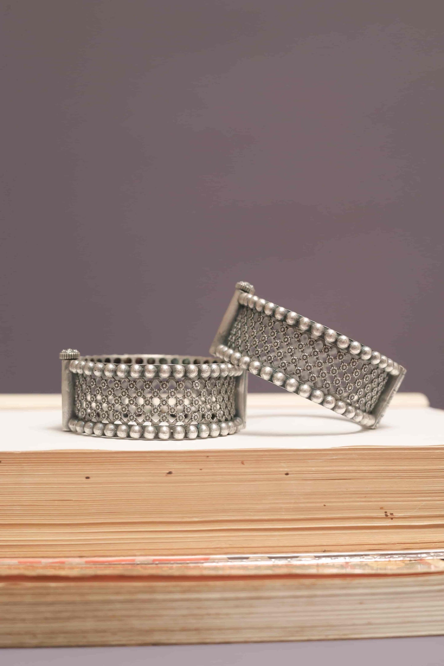 Silver Look-Alike Beaded Mesh Kada