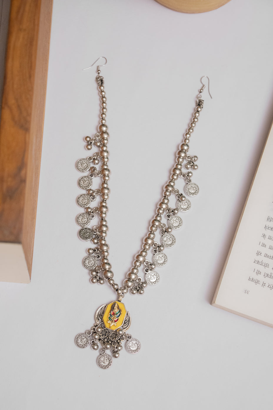 Oxodise Pachi Damini with Peacock Motif & Coin-Shaped Charms