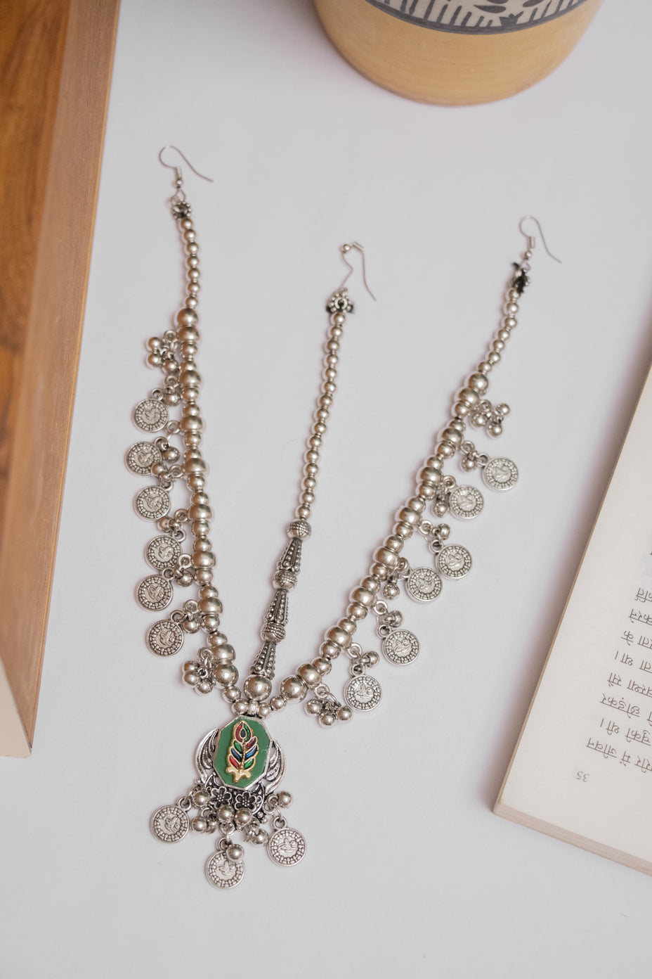 Oxodise Pachi Damini with Peacock Motif & Coin-Shaped Charms