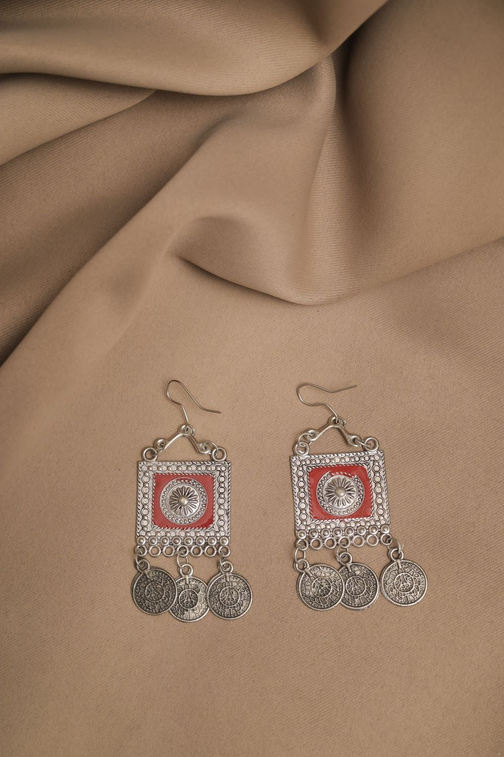 Oxodise Meena Elephant Motif Necklace with Coin Charms