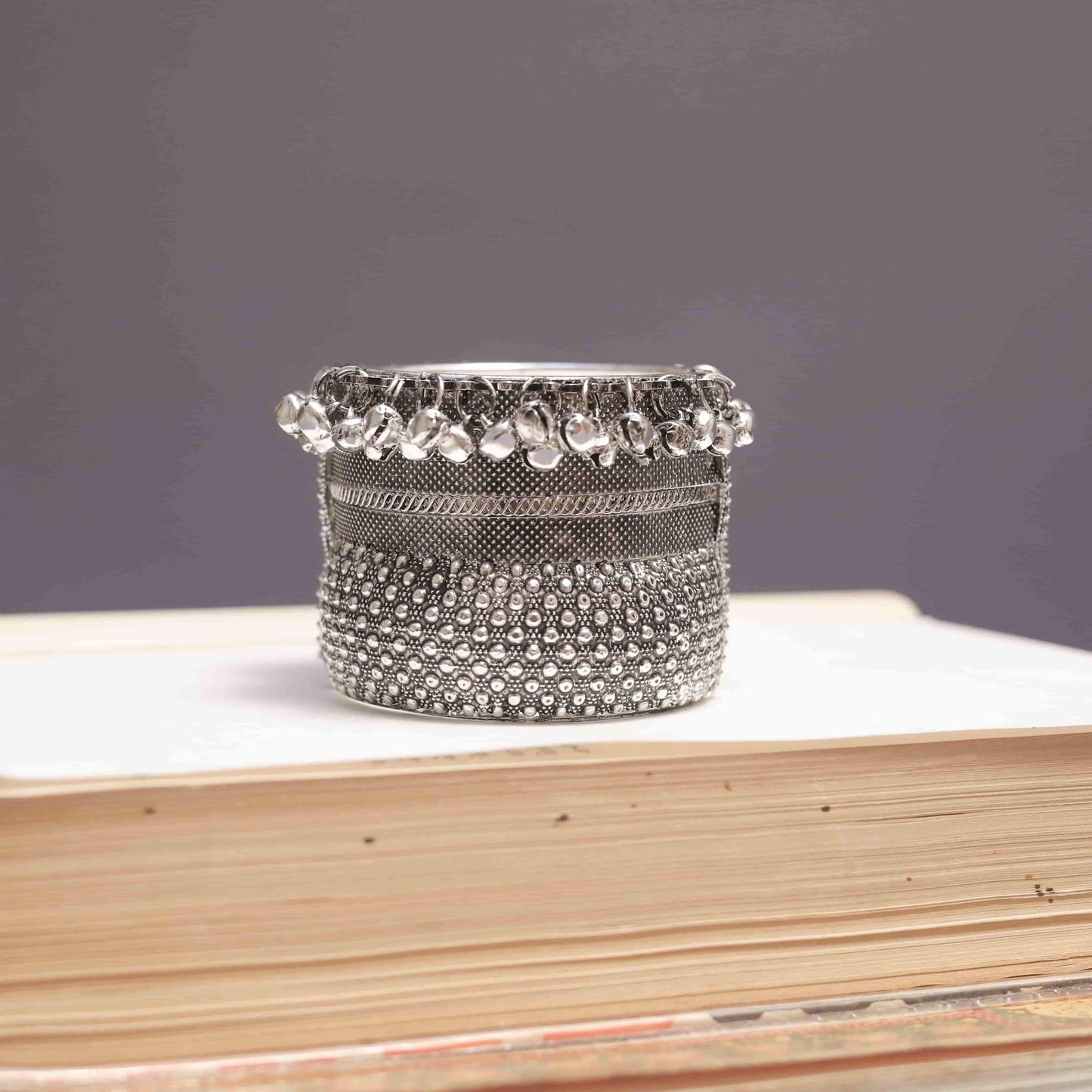 Openable Oxodise Dotted Kada with Dangling Bells