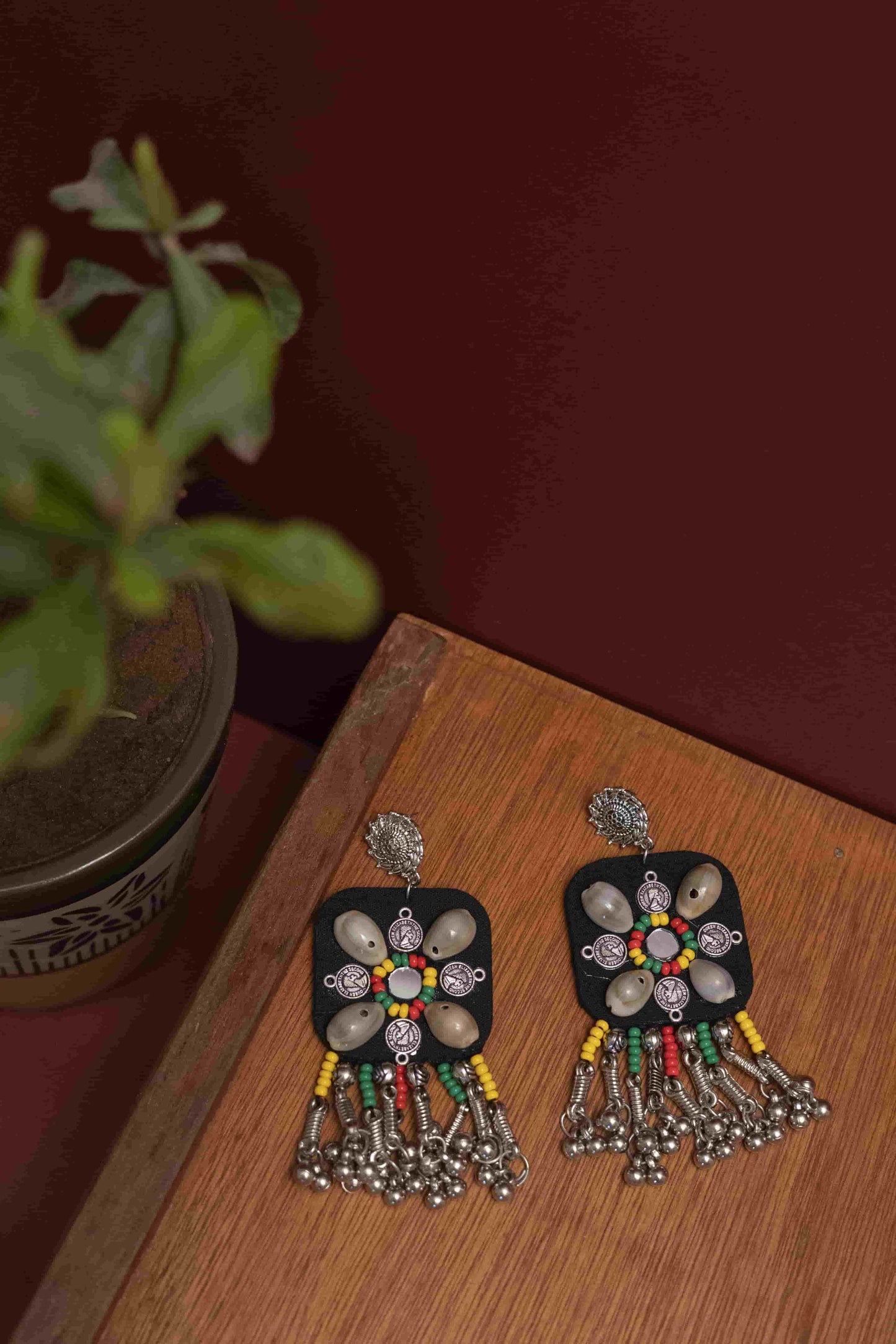 Oxodise Fabric Kodi Necklace with Dangling Colorful Beads & Bells