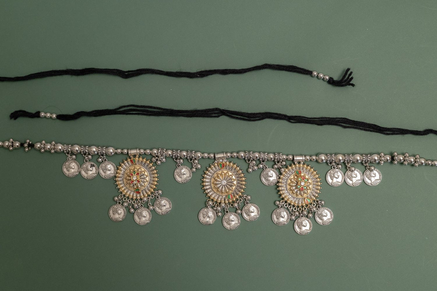 Oxodise Two Tone Belt with Dangling Coins
