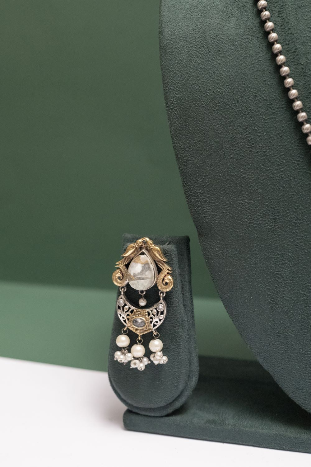 Silver Look-Alike Two Tone Antique Pearl Pendant