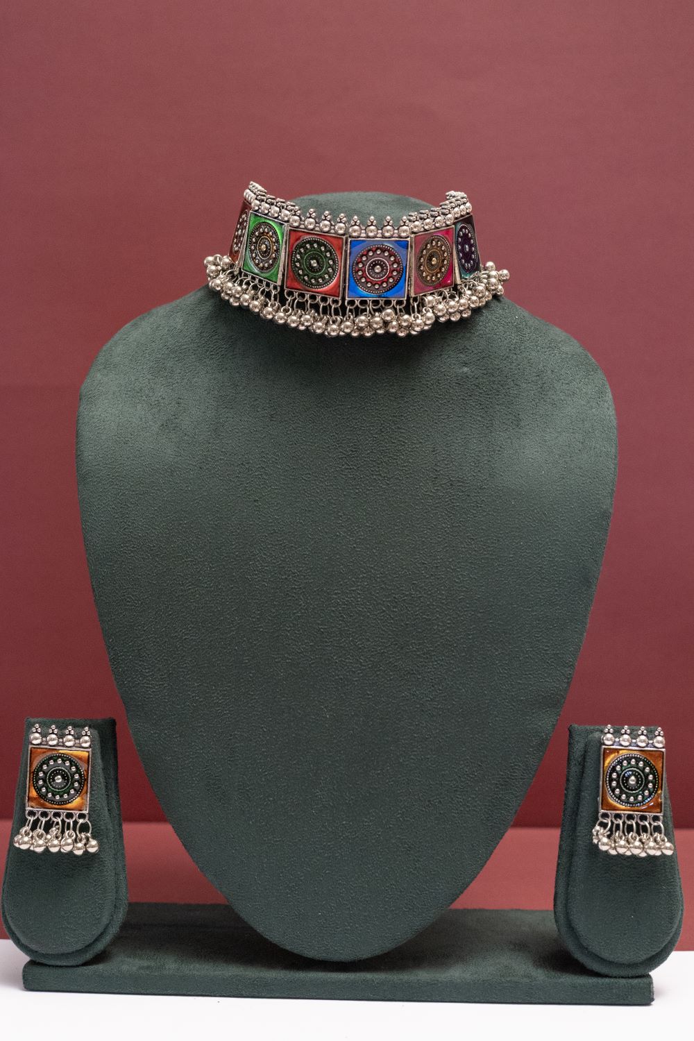 Oxodise Meena Necklace with Dangling Beads