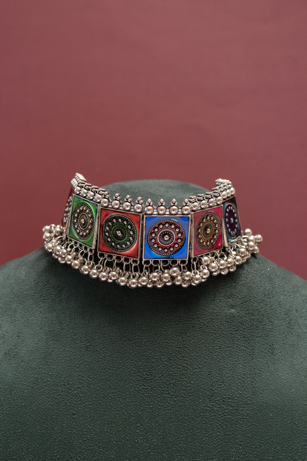 Oxodise Meena Necklace with Dangling Beads
