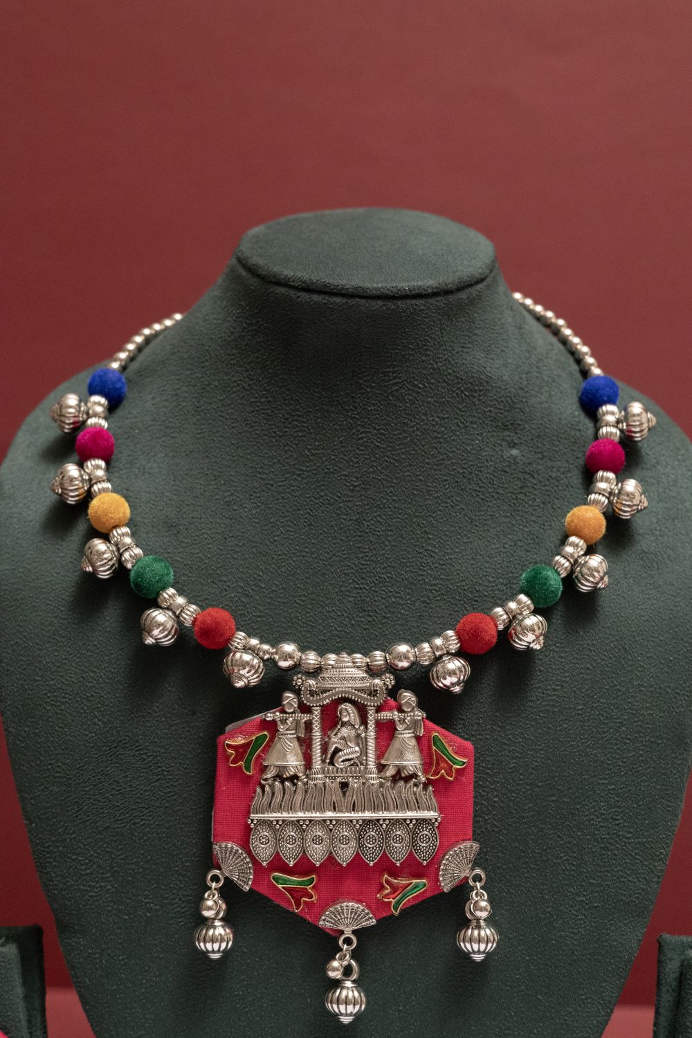 Fabric Palanquin Necklace with Mace Drop