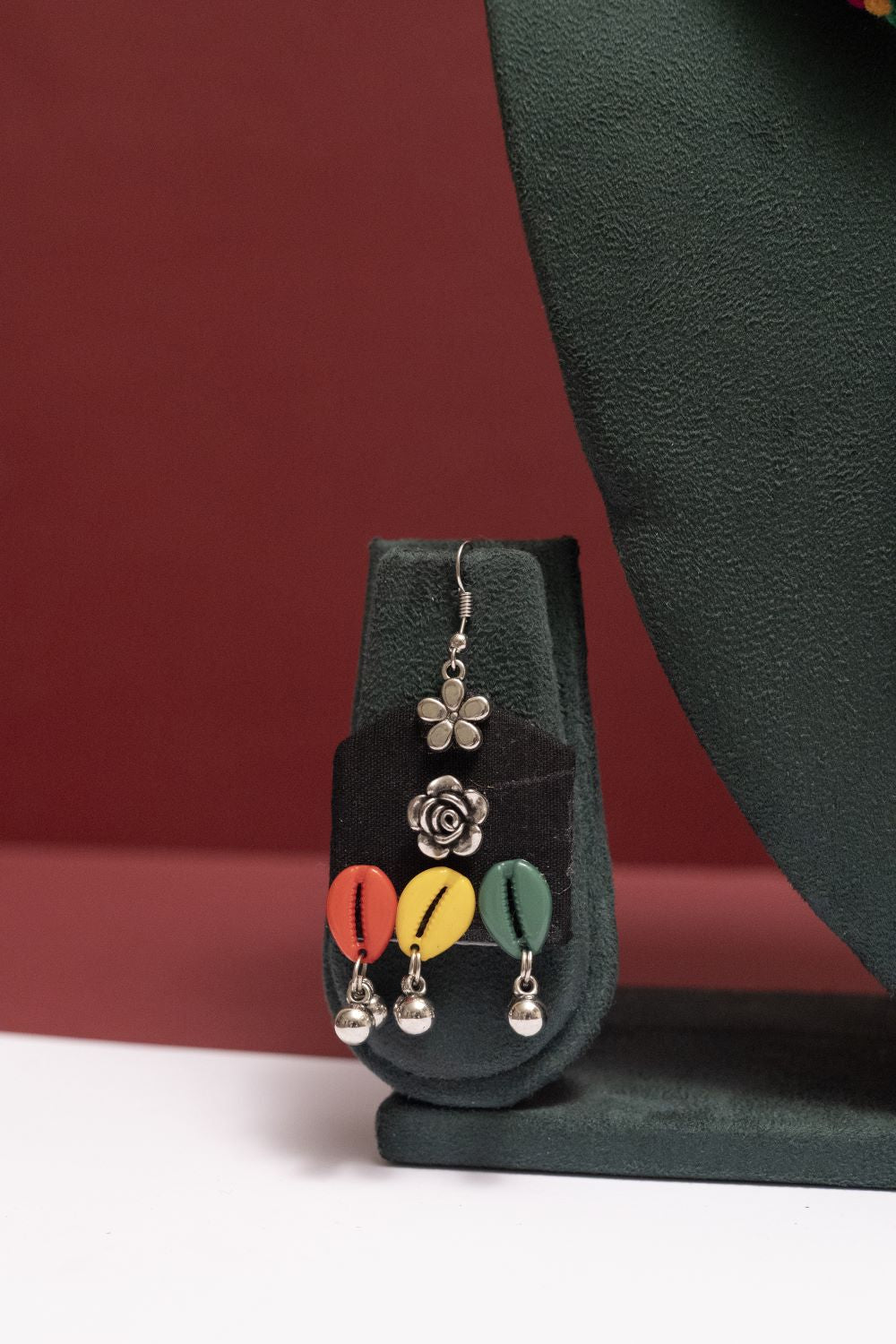 Fabric Ganesh Motif Necklace with Dangling Multicolor Kodi