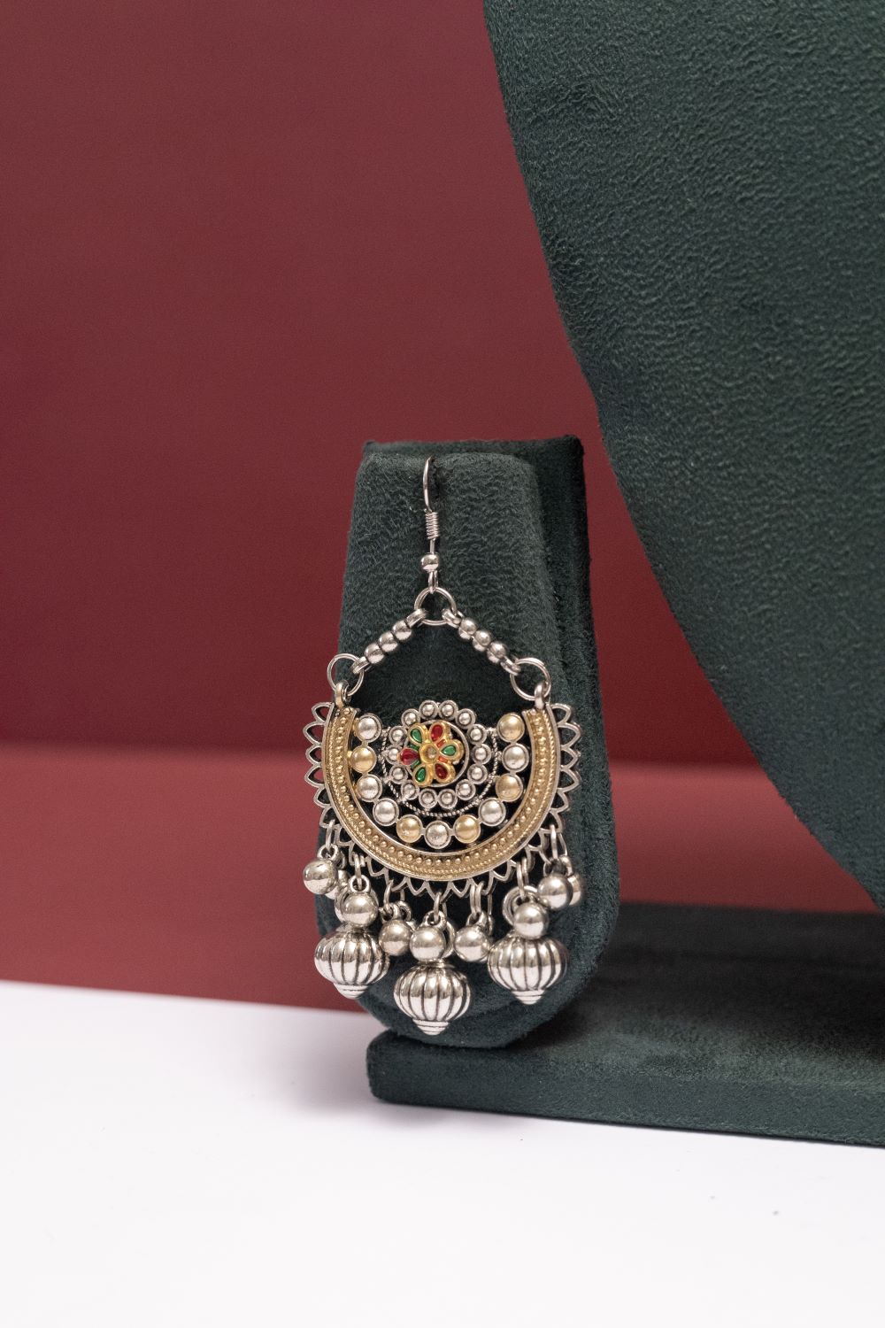 Multicolor Oxodise Two Tone Choker Necklace with Dangling Bells