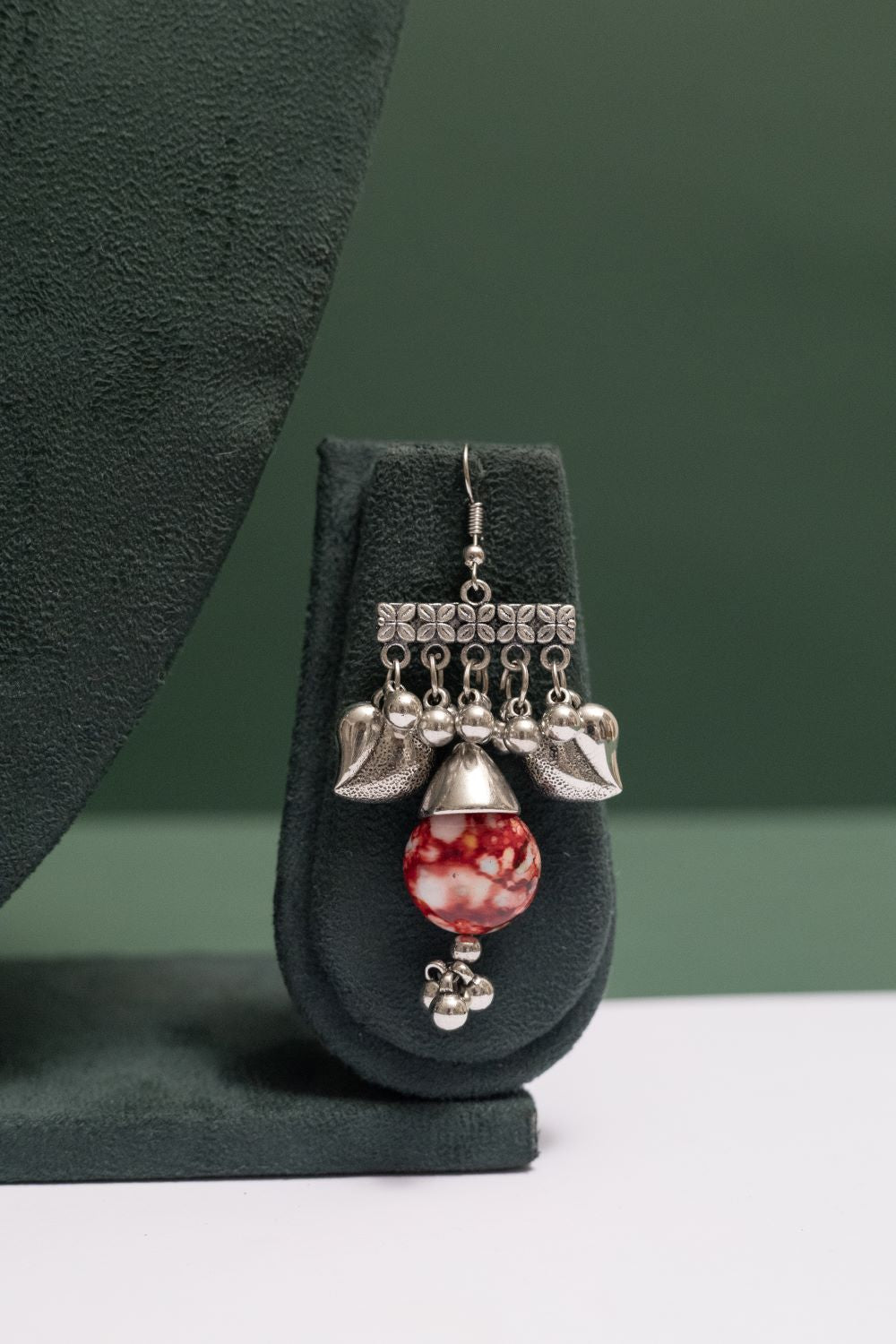 Oxodise Lotus Theme Pendant Necklace with Leaf Drops
