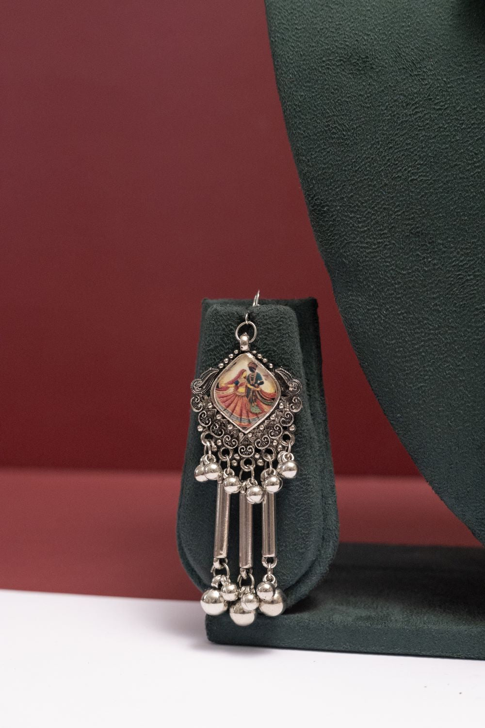 Oxodise Radha-Krishna Pendant Necklace with Beaded Tassel