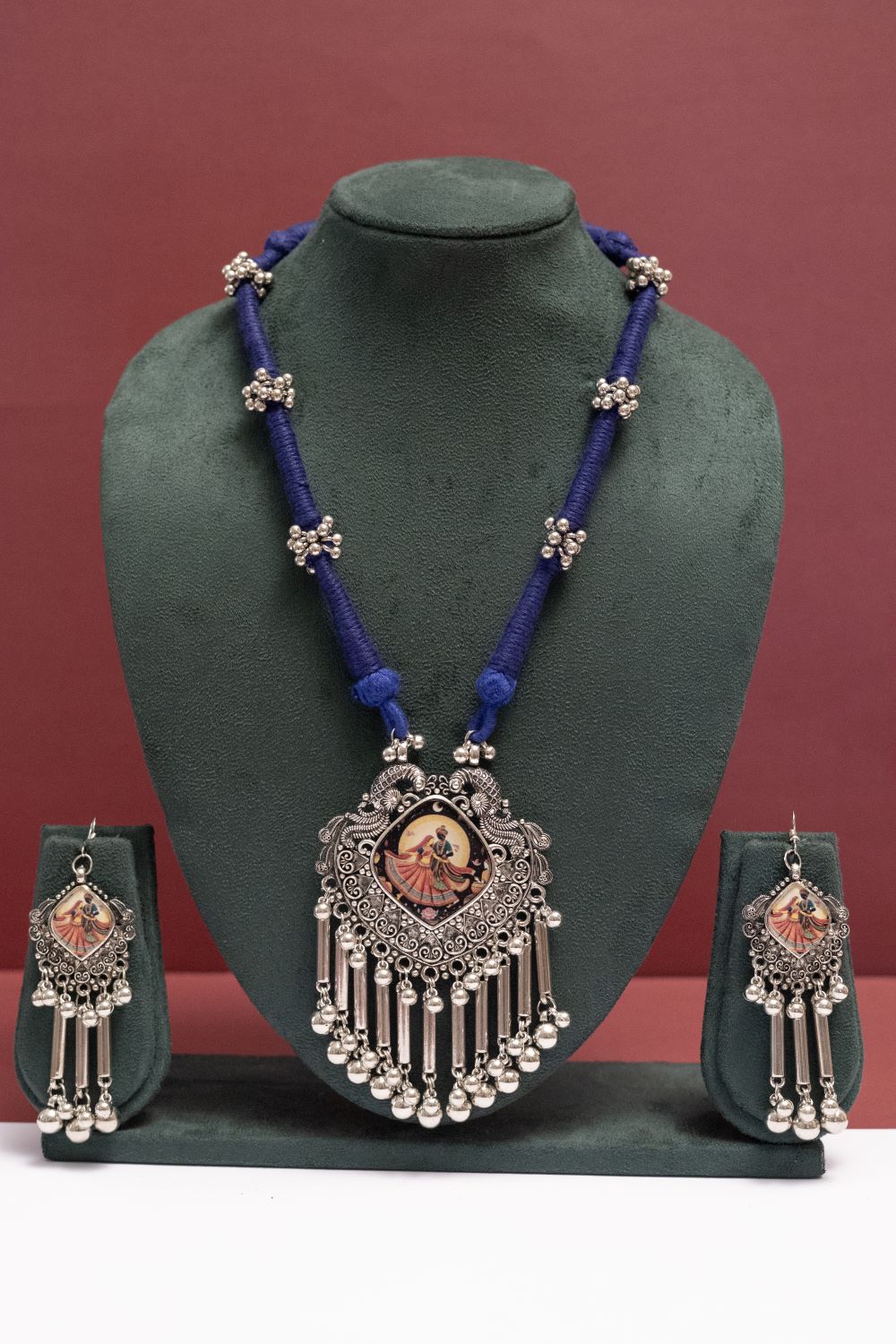 Oxodise Radha-Krishna Pendant Necklace with Beaded Tassel