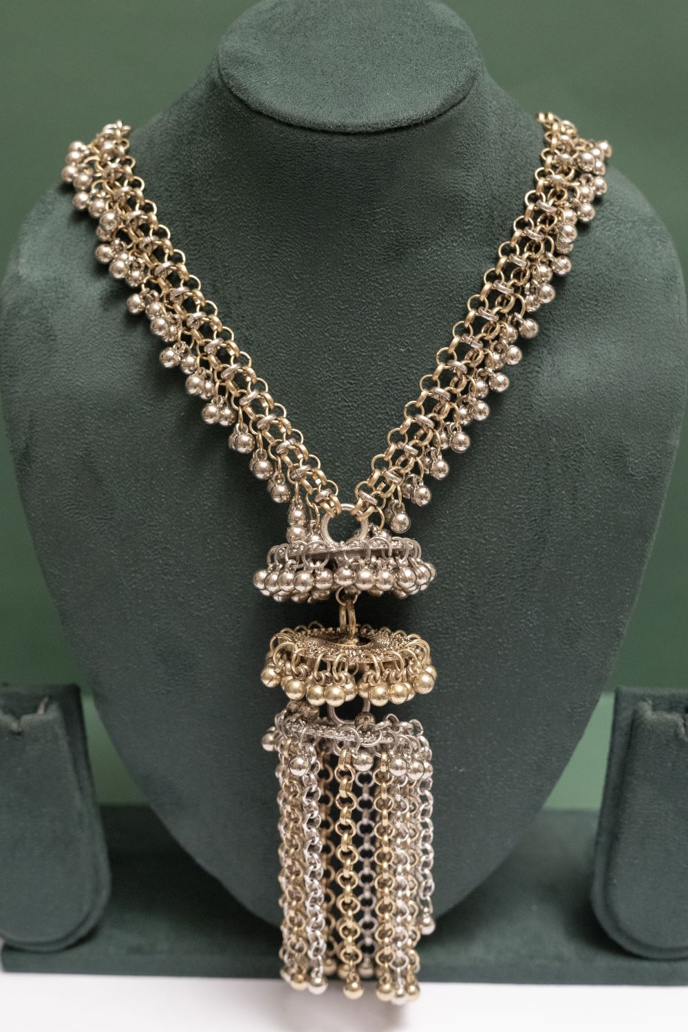 Silver Look-Alike Two Tone Long Beads Chain