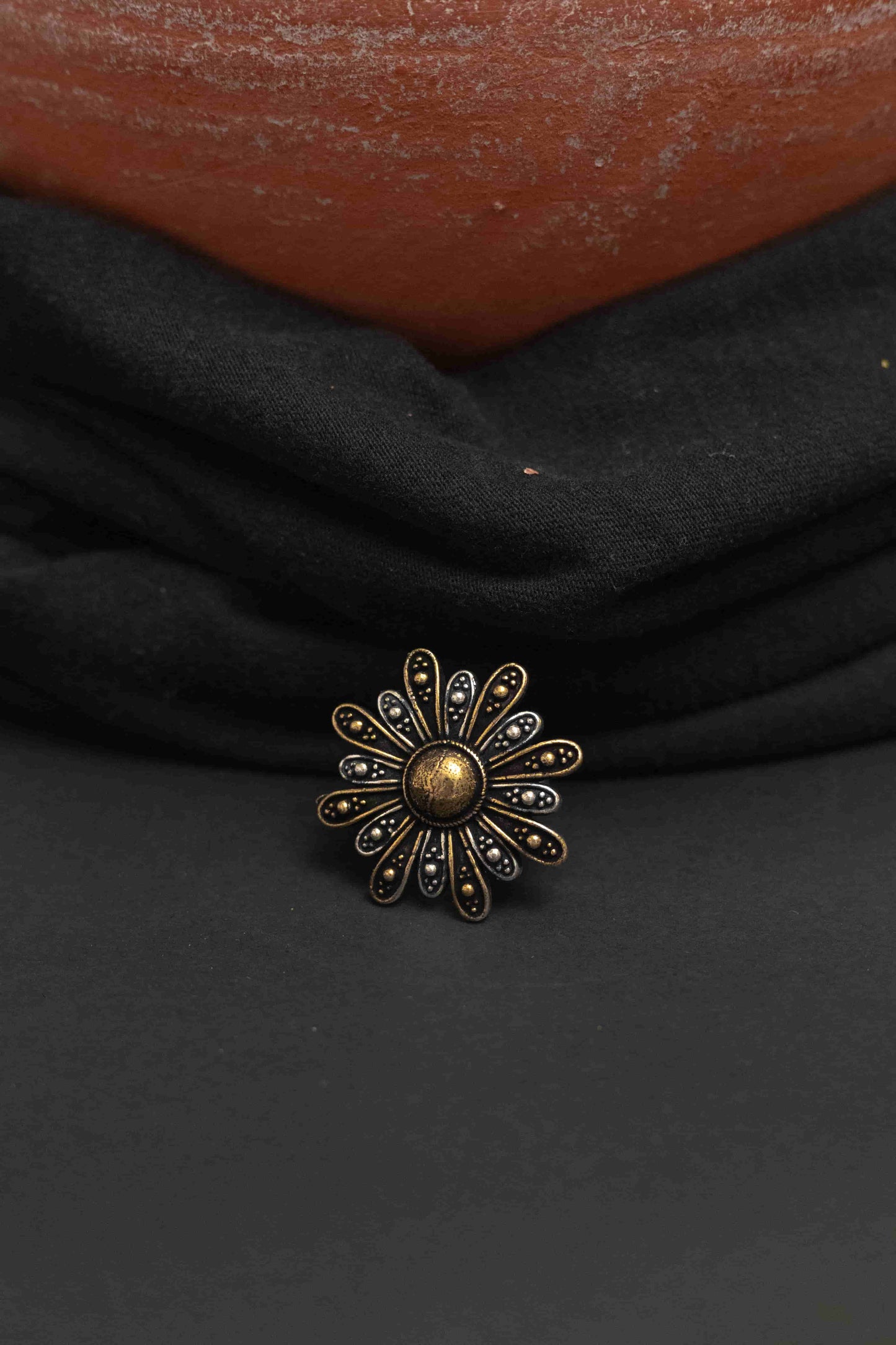 Oxodise Combo Two Tone Choker with Floral Charm & Tika