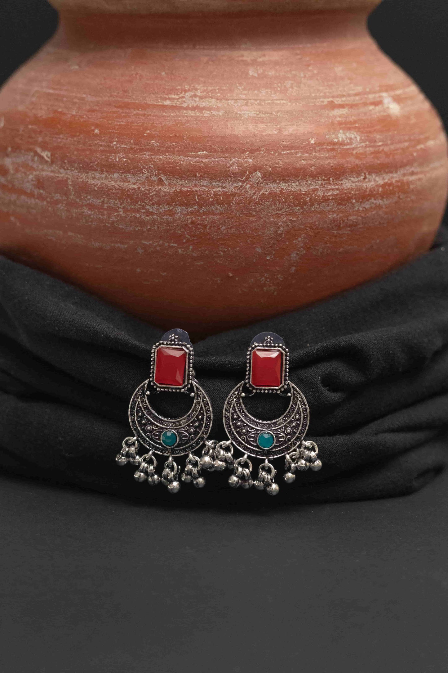 Oxodise Meena Necklace Set with Rectangular Cabochon Stones