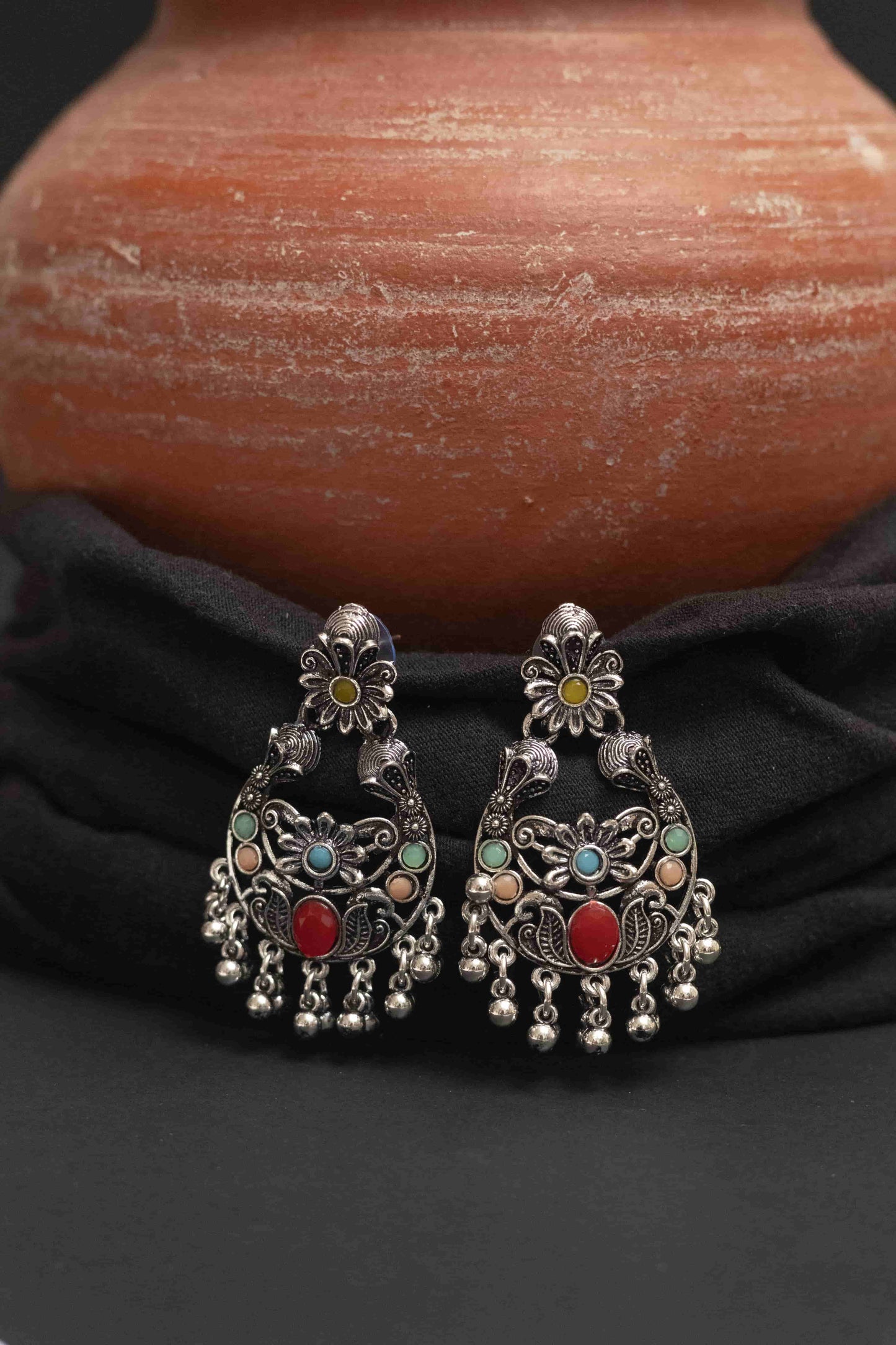 Oxodise Combo Multi Choker Necklace with Hanging Beads