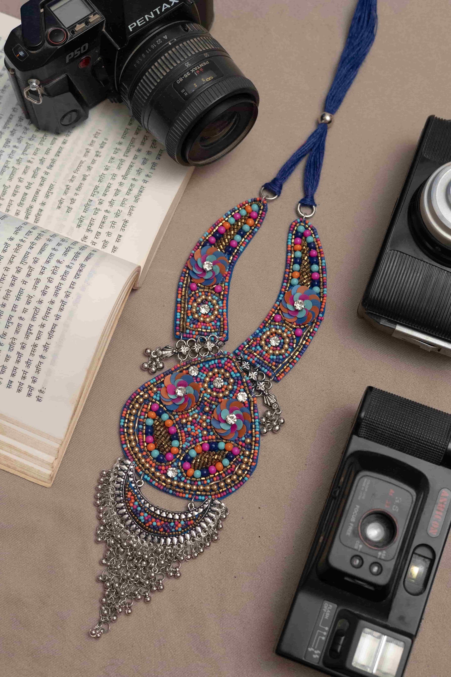 Fabric Handmade Necklace with Oxodise Pendant