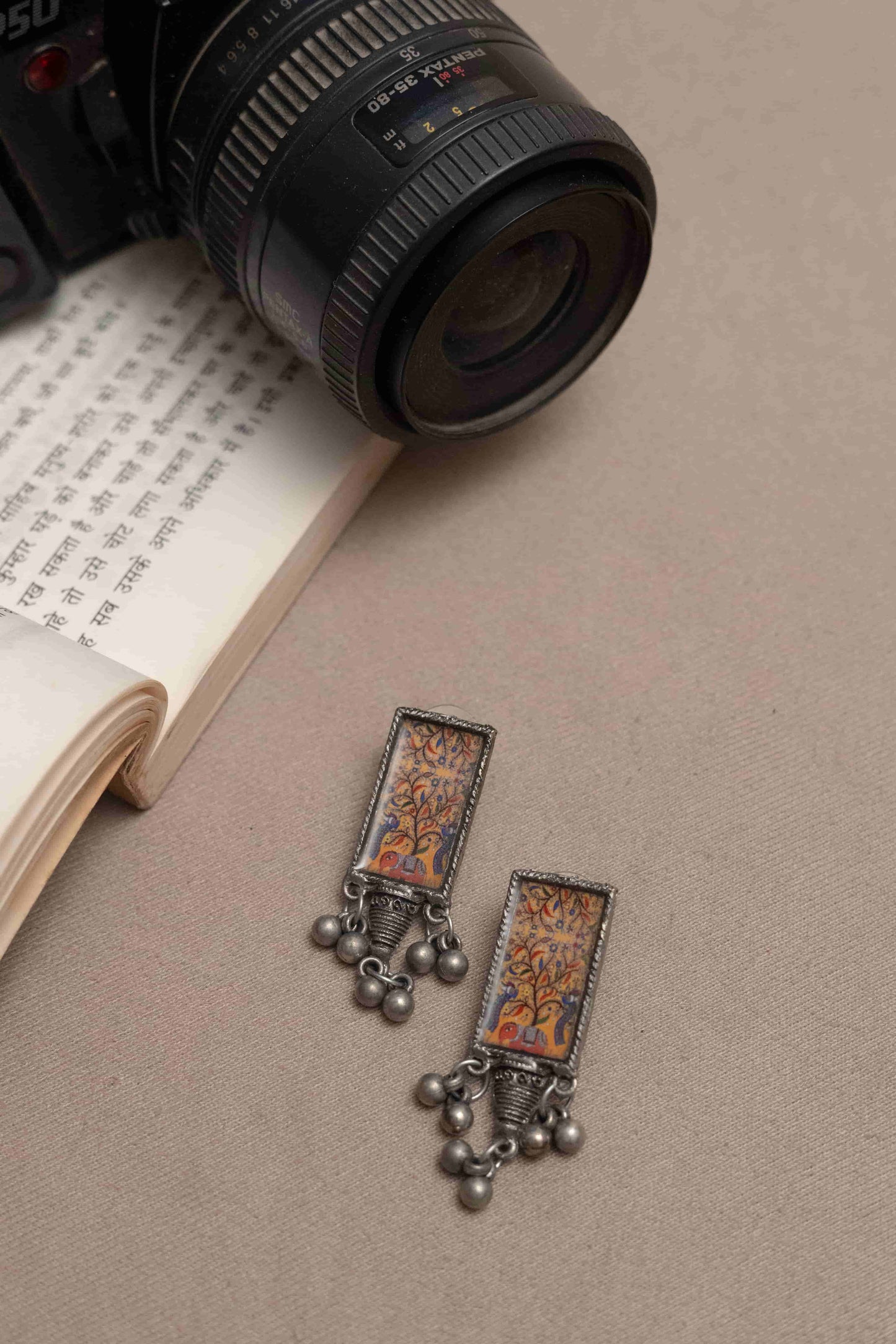 Oxodise Antique Silver Necklace with Meenakari Art