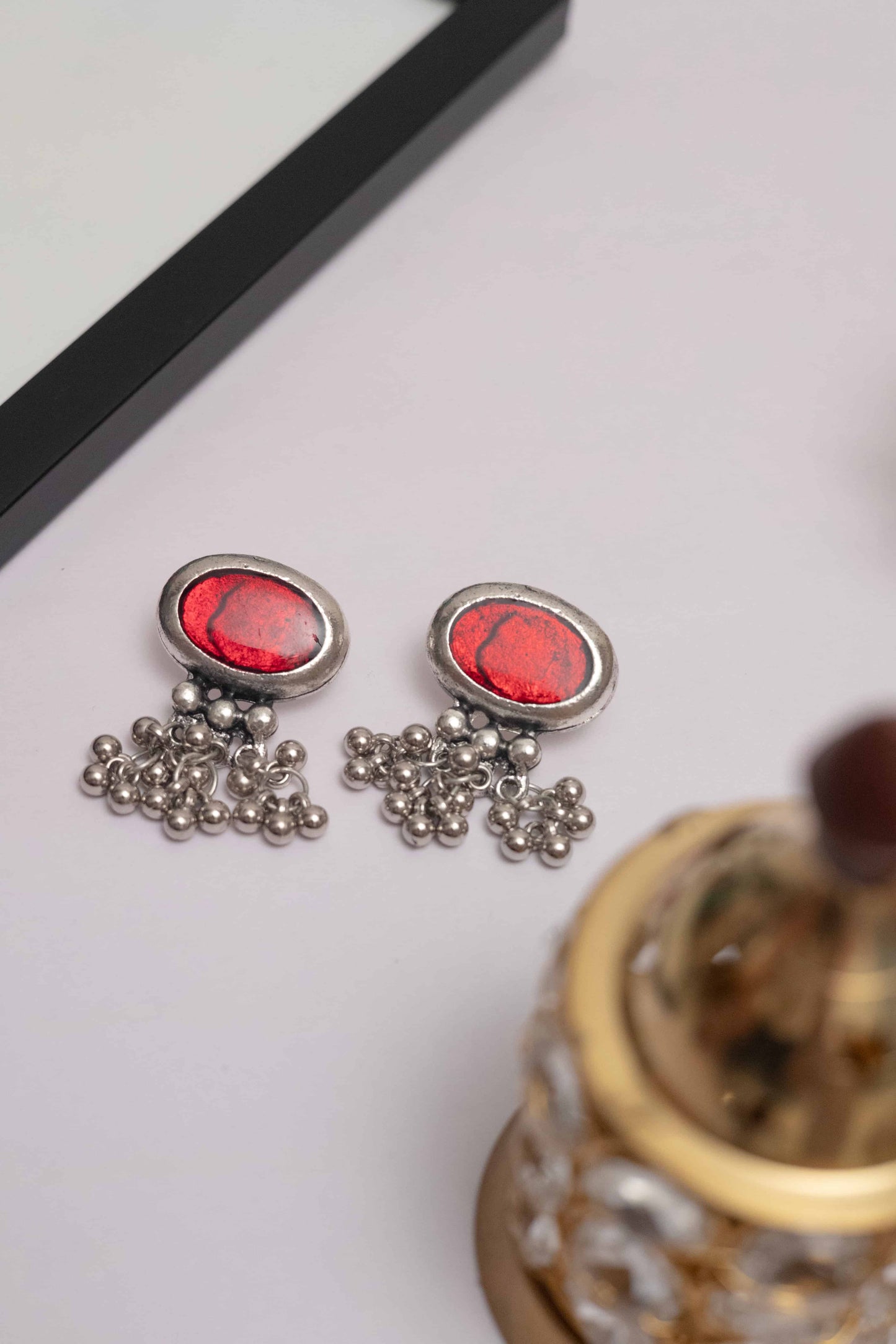 Oxidized Meenakari Necklace with Multicolor Stones