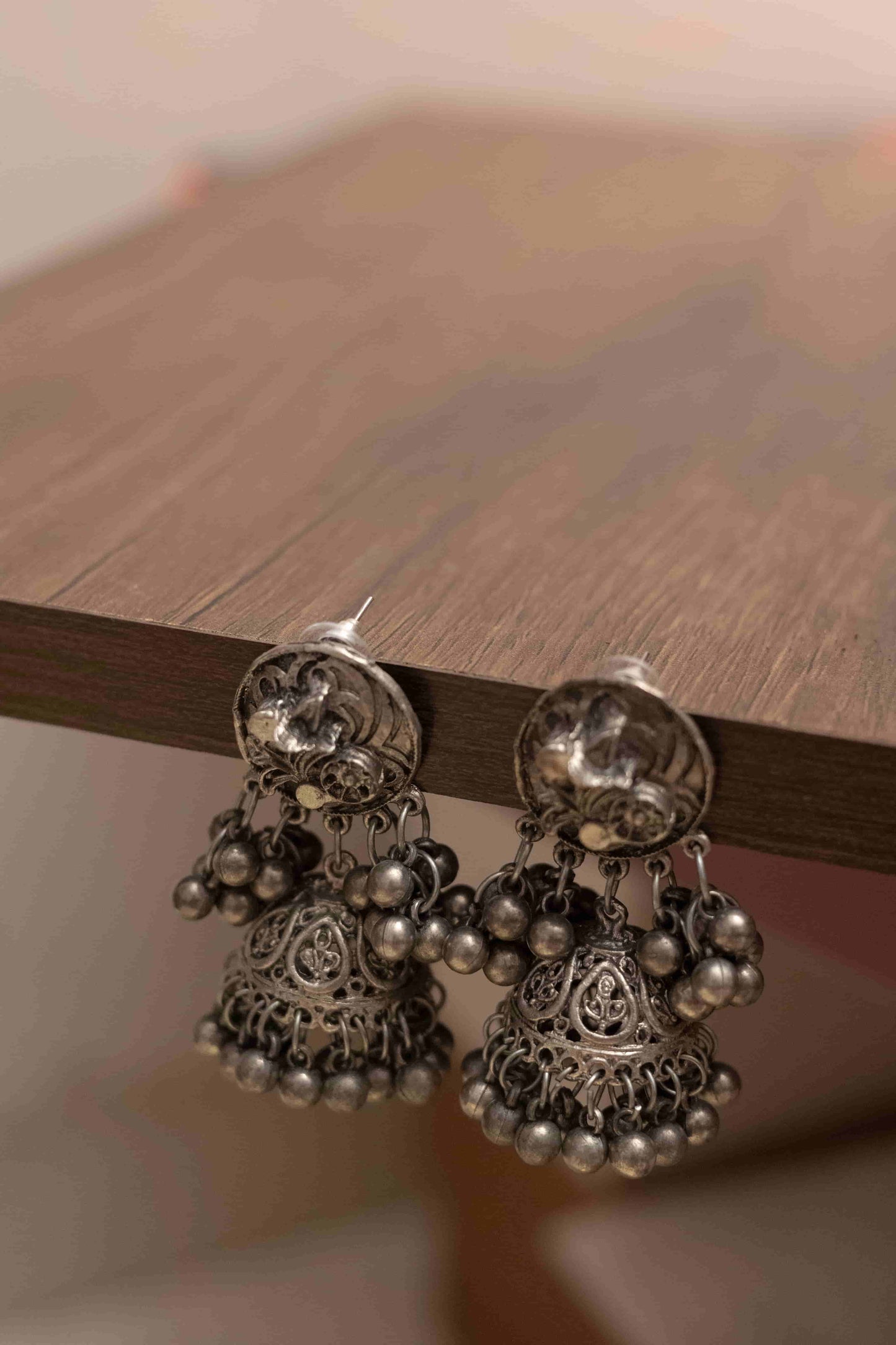 Silver Look-ALike Choker Set with Matching Jhumkas