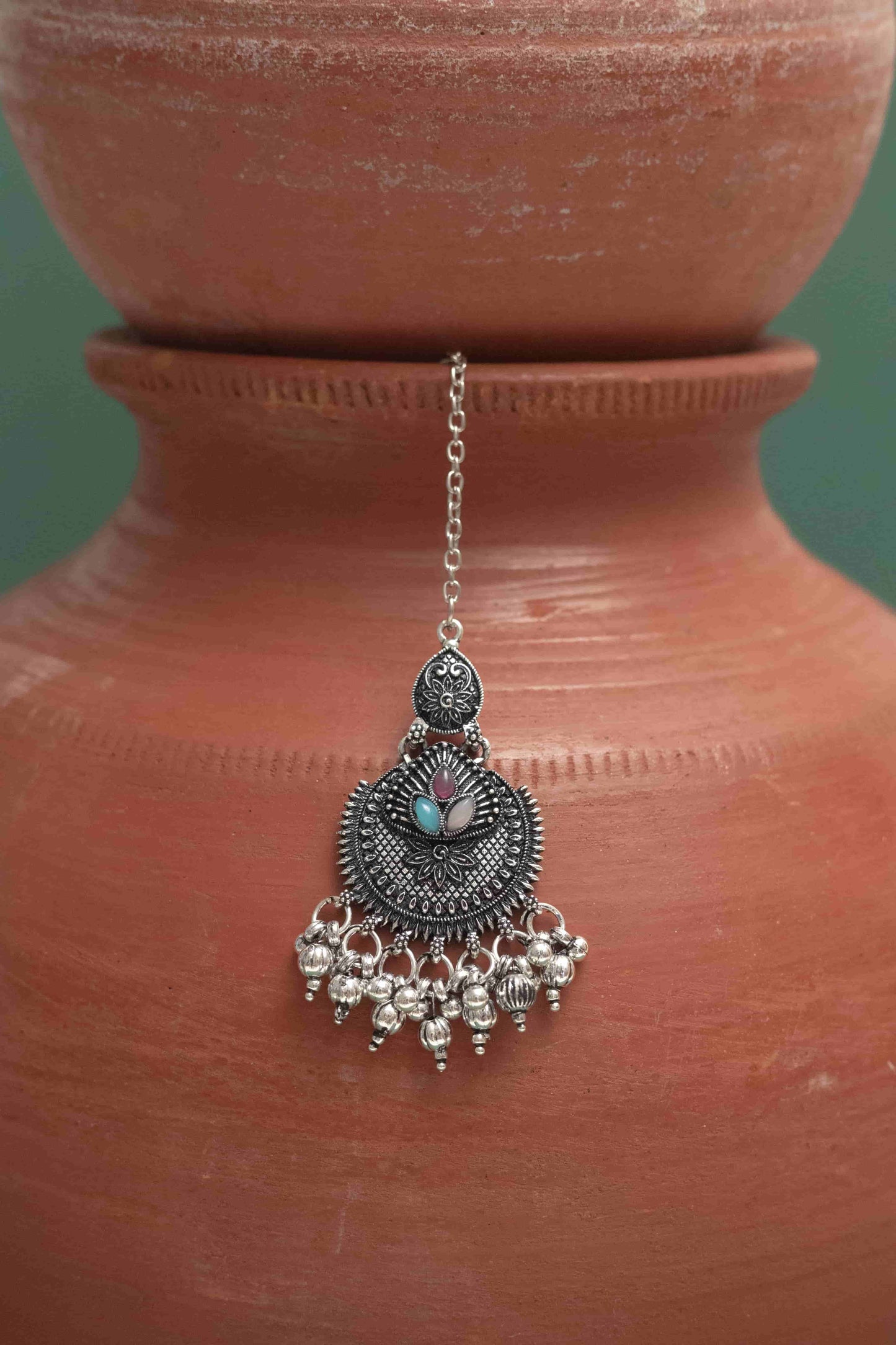 Oxodise Combo Multi Choker Necklace with Teardrop Cabochons
