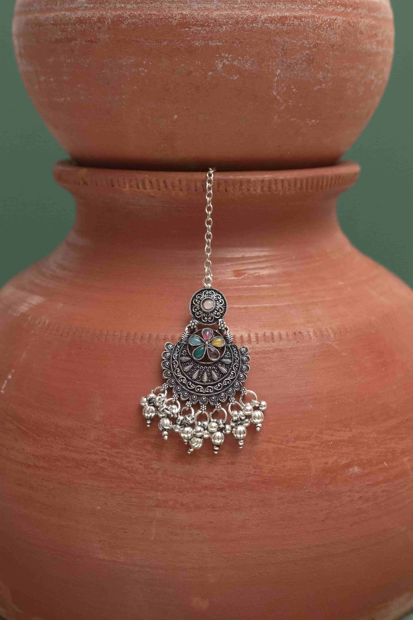 Oxodise Combo Multiicolor Cabochon Chocker Necklace with Bells