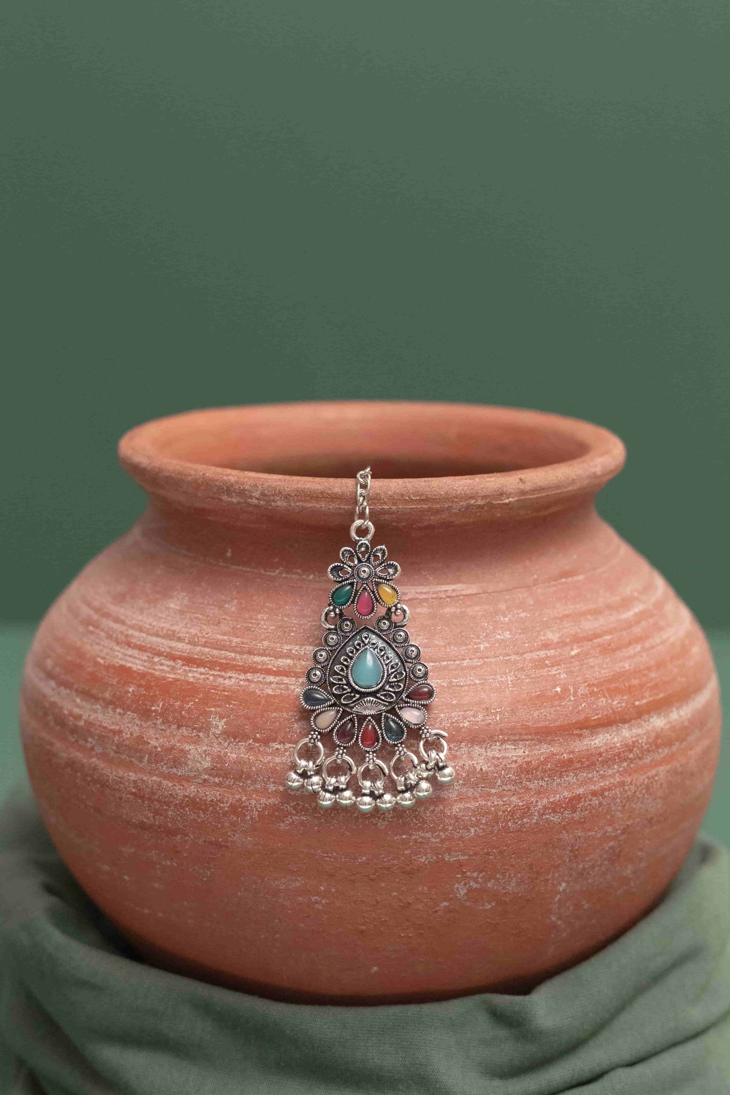 Oxodise Combo Multi Teardrop Choker Necklace with Dangling Beads