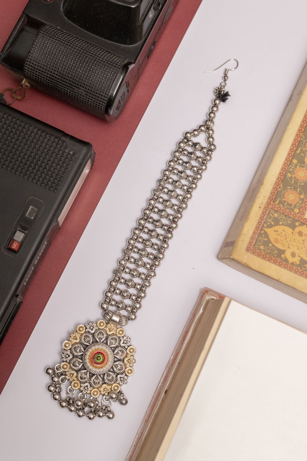 Oxodise Two Tone Tika with Mandala Design & Bell Charms