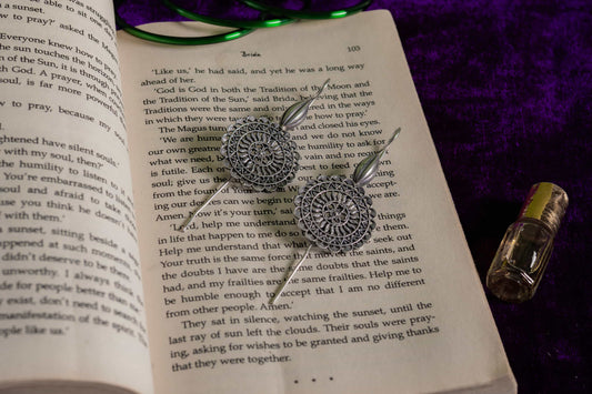 Silver Look-Alike Mandala-Inspired Filigree Drop Earrings