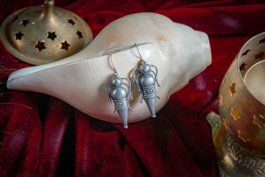Silver Look-Alike Ethnic Figurative Earrings