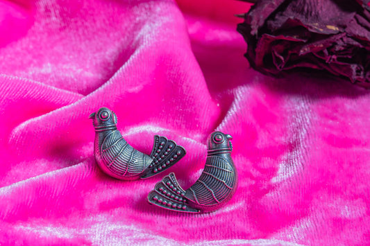 Silver Look-Alike Folk Dove Earrings