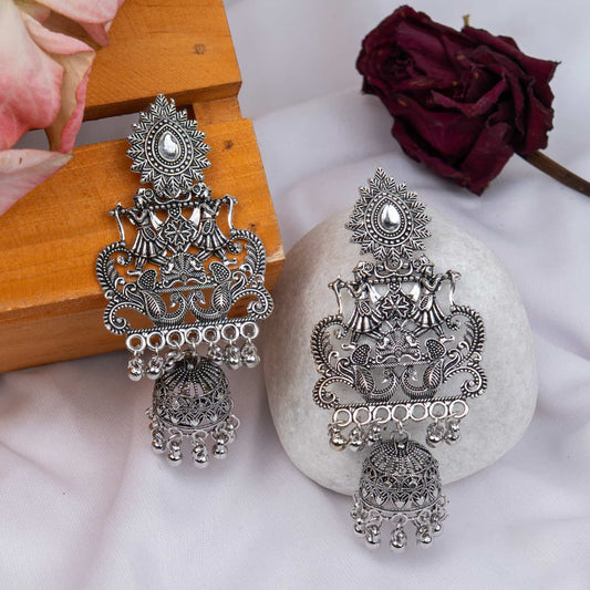 Oxodise Royal Earrings with Teardrop & Dangling Jhumka