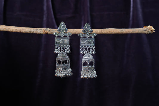 Oxodise Earrings with Jharokha-Style Dangling Jhumka