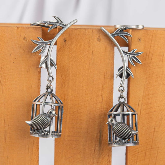 Silver Look-Alike Birdcage Dangler Earring