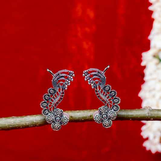 Oxodise Earrings with Flower Motif & Intricate Work
