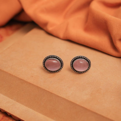 Oxidise Silver Oval Multicolor Gem Stud Earrings (Pack Of 12)