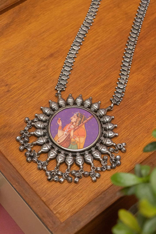 Silver Look-Alike Chain Pendant with Bells