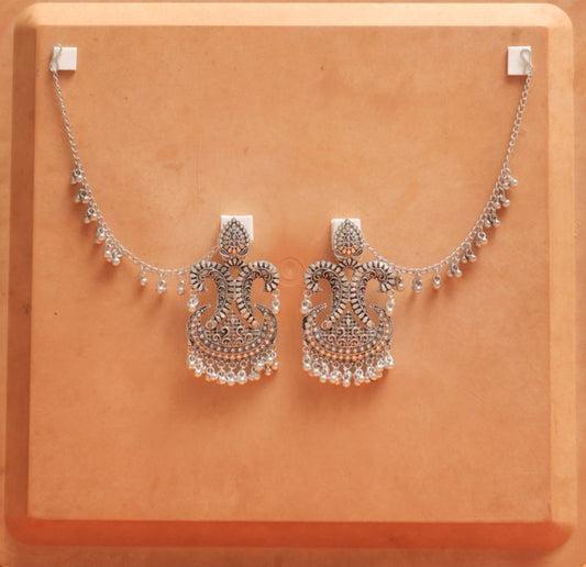 Oxodise Earrings with Ornate Design & Dangling Beads