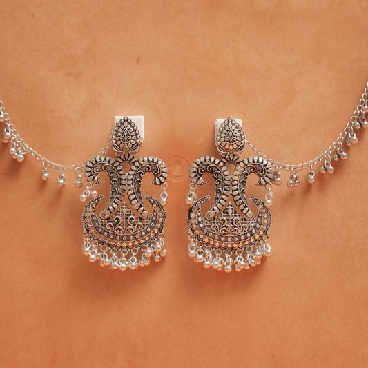 Oxodise Earrings with Ornate Design & Dangling Beads