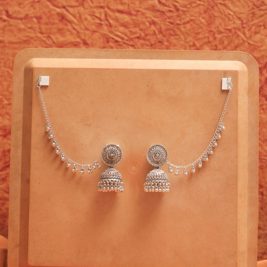 Oxodise Floral Round Earrings with Jhumka Dangles