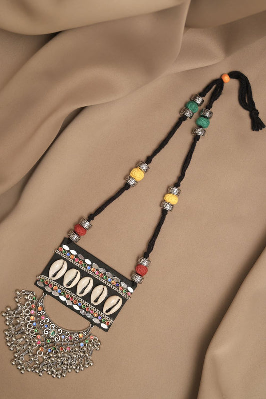 Oxodise Fabric Mirror Kodi Necklace with Multicolor Cabochons