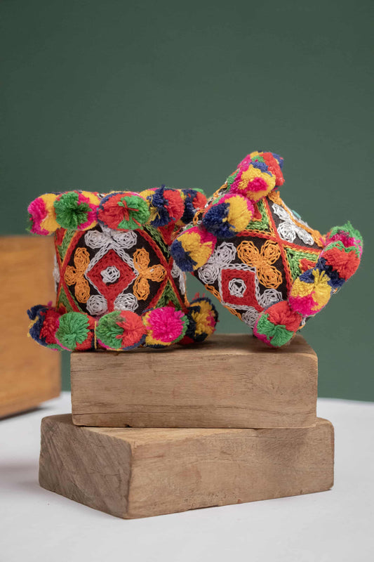 Openable Fabric Kada with Colorful Pom Poms