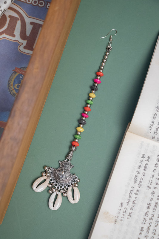 Oxodise Crescent Tika with Multicolor Beads & Kodi (Cowrie Shells)