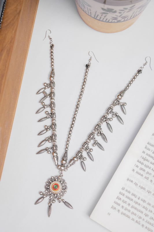 Oxodise Pachi Damini with Rose Center & Dangling Metal Charms