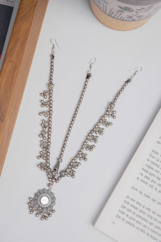 Oxodise Mirror Round Damini with Dangling Bells