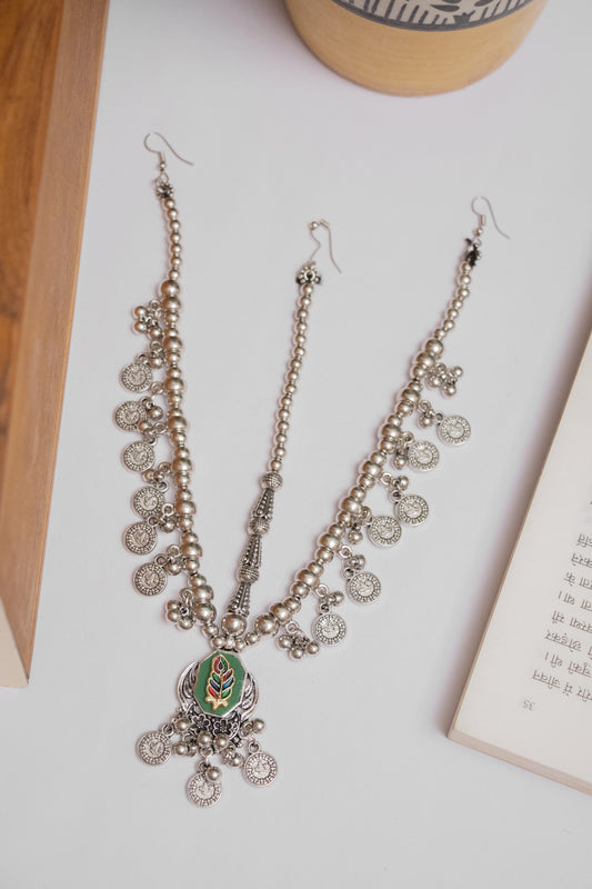 Oxodise Pachi Damini with Peacock Motif & Coin-Shaped Charms